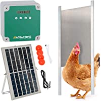 Agrarzone puerta solar automática para pollos con corredera 22 x 33 cm | Puerta de gallinero con temporizador y sensor…